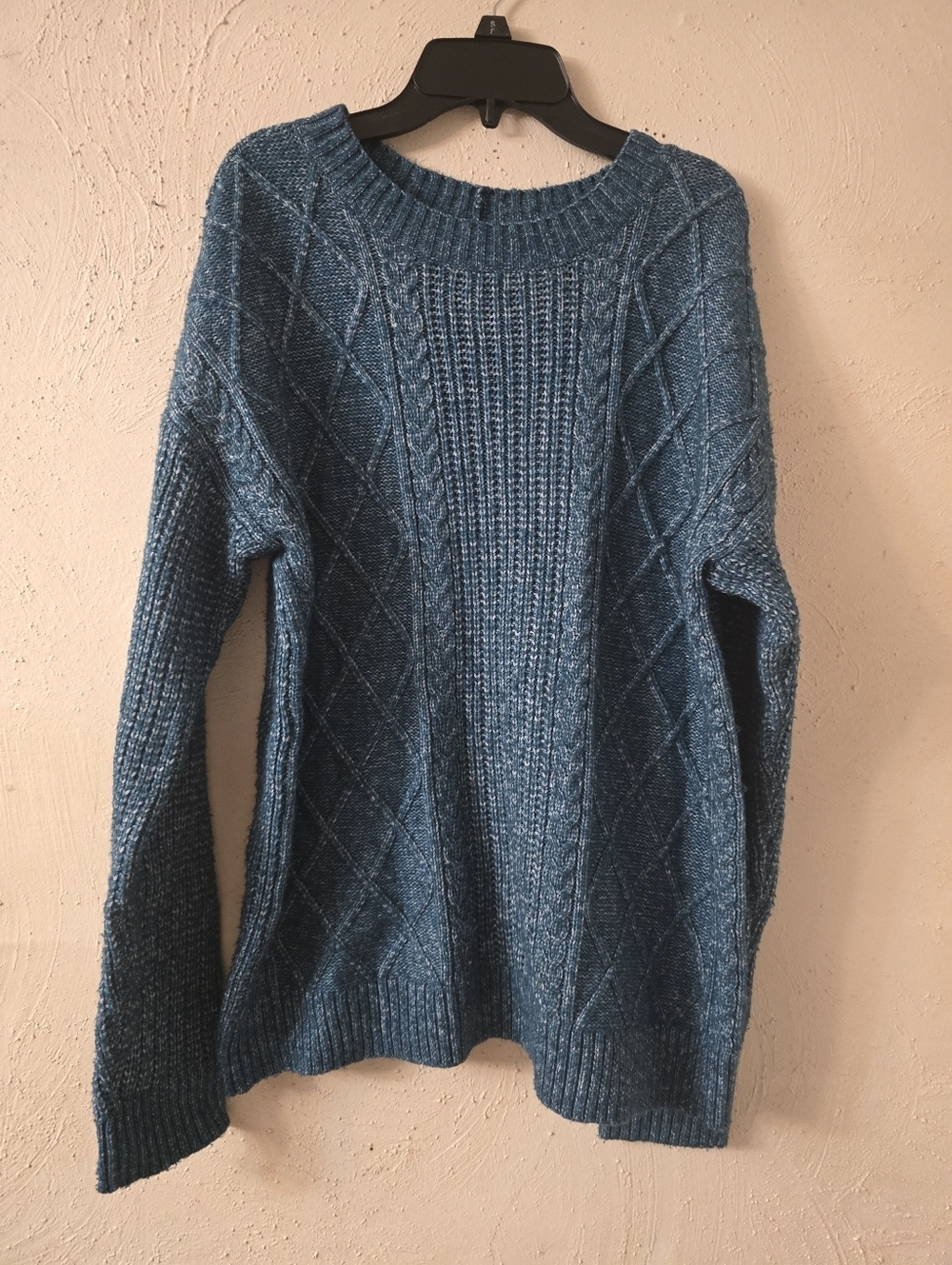 St. John's Bay Teal Blue Cable-Knit Crewneck Sweater